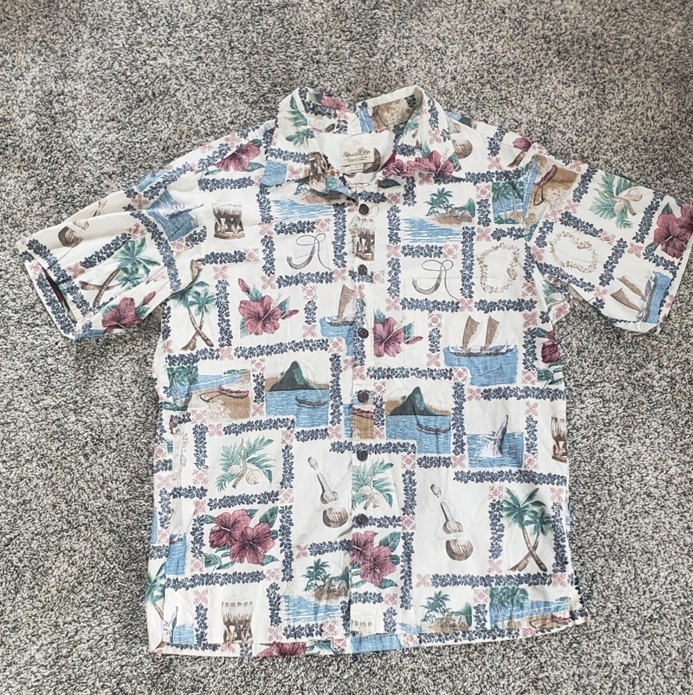 Jamaica Bay| Tropical Print Hawiian Style 100% Cotton Button Up Tshirt